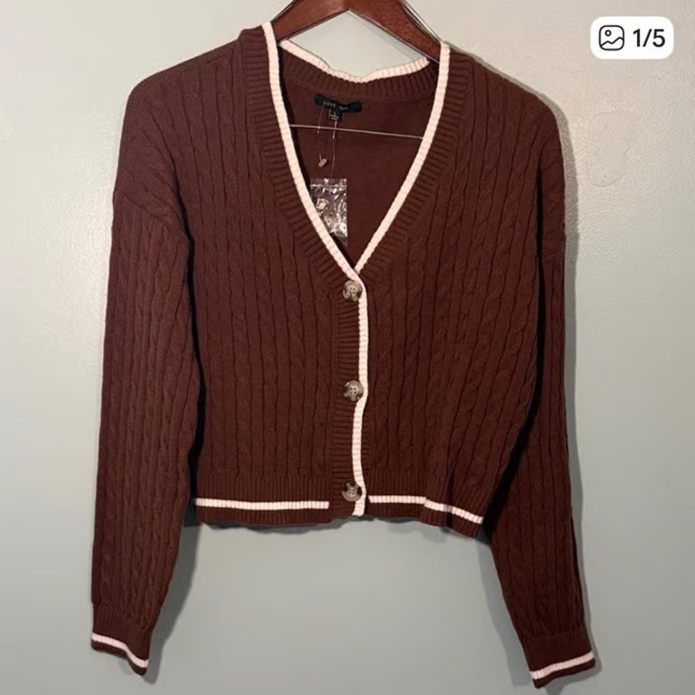 Chocolate Cable Knit Cardigan